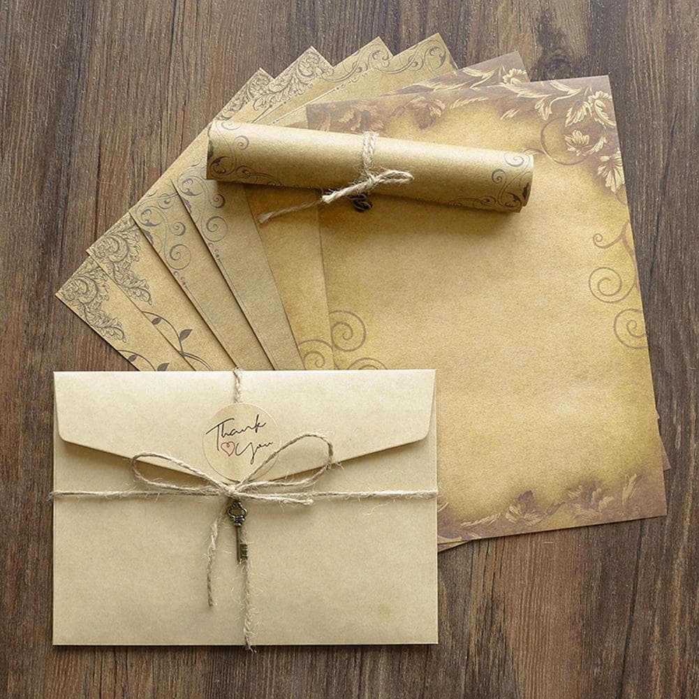 Set plic kraft vintage hârtie de scris Ziua Îndrăgostiților scrisoare de dragoste invitație plicuri hârtie de scris cu accesorii de sfoară cm