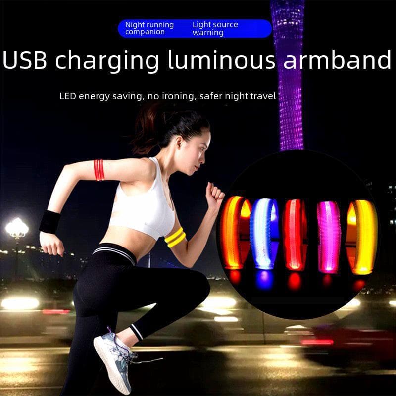 Bandă reflectorizantă cu LED: Brățară sport cu încărcare USB pentru alergare nocturnă, ciclism, brățară cu lumină de semnalizare cu design