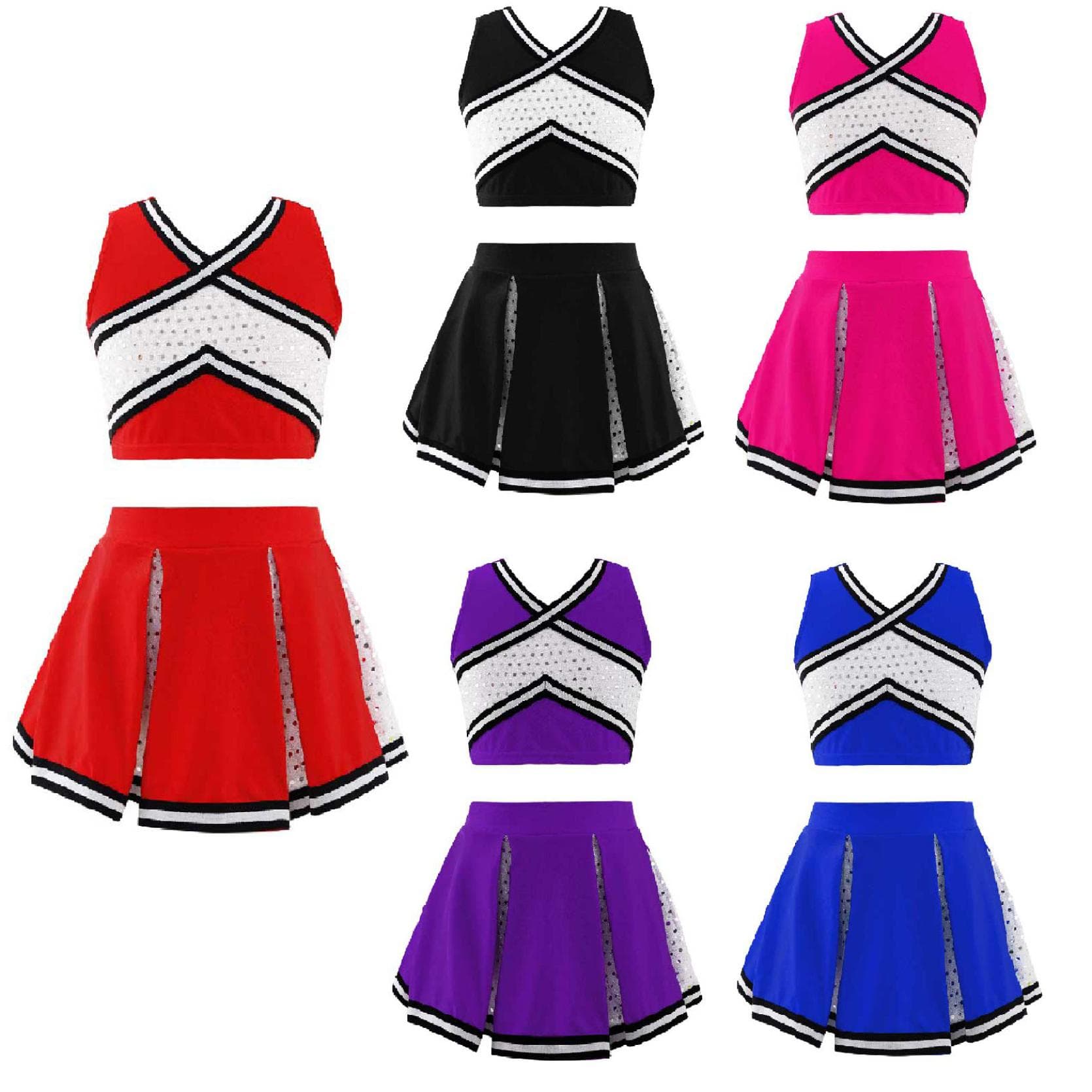 Costum Uniforme Majoreta Liceu 2 Piese Fete Tinuta Completa Rochie Cosplay culoare albastru royal
