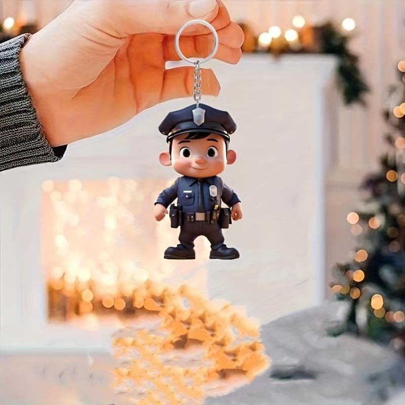 Breloc acrilic nou cu model de poliție Temă model plat 2D Breloc de Ziua Recunoștinței Crăciun, Ziua Îndrăgostiților Tema cadou de aniversare