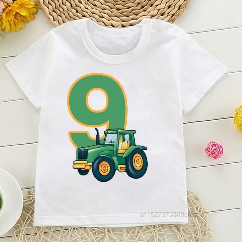 Cadou pentru petrecere aniversară Copii Cadou amuzant Haine Băieți Drăguț Fermier Tractor 1-9 ani Tricou La mulți ani Copii 100cm