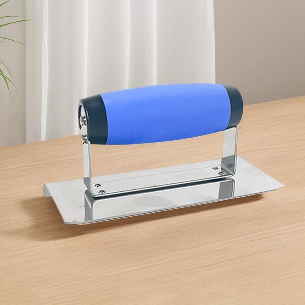 Concrete Edger Blue Steel Curved End Arc Corner Trowel with Rubber Handle Trowel Plaster Cement Stucco Masonry Construction Tool