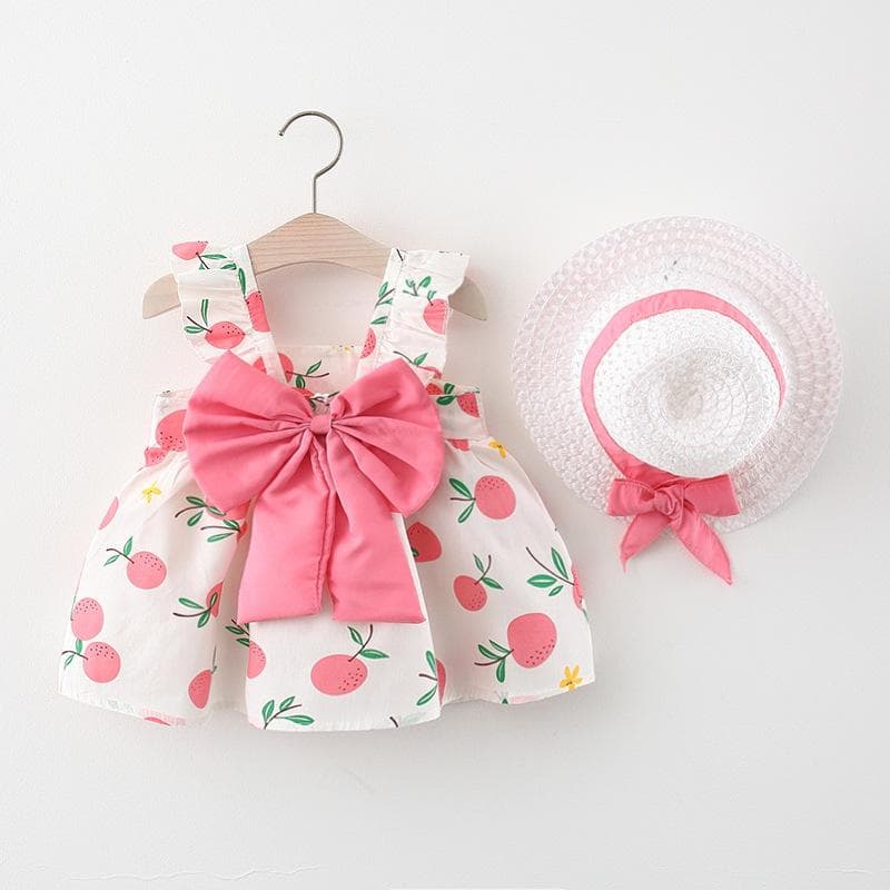 Summer New Princess Slip Dress Fusta din bumbac pentru bebelusi fundita haine copii rochie fetite cu palarie 100cm roșu