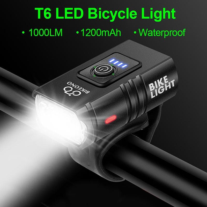 1000LM far pentru bicicletă T6 LED pentru bicicletă, lanternă reîncărcabilă prin USB, din aliaj de aluminiu, far pentru ciclism, faza lungă,