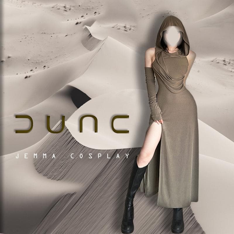 Estetică Wasteland Dune Cosplay Rochii Sexy de Vară cu Glugă CyberPunk Gotic Vrăjitoare Regina Y2K Streetwear Costume de Halloween cm negru