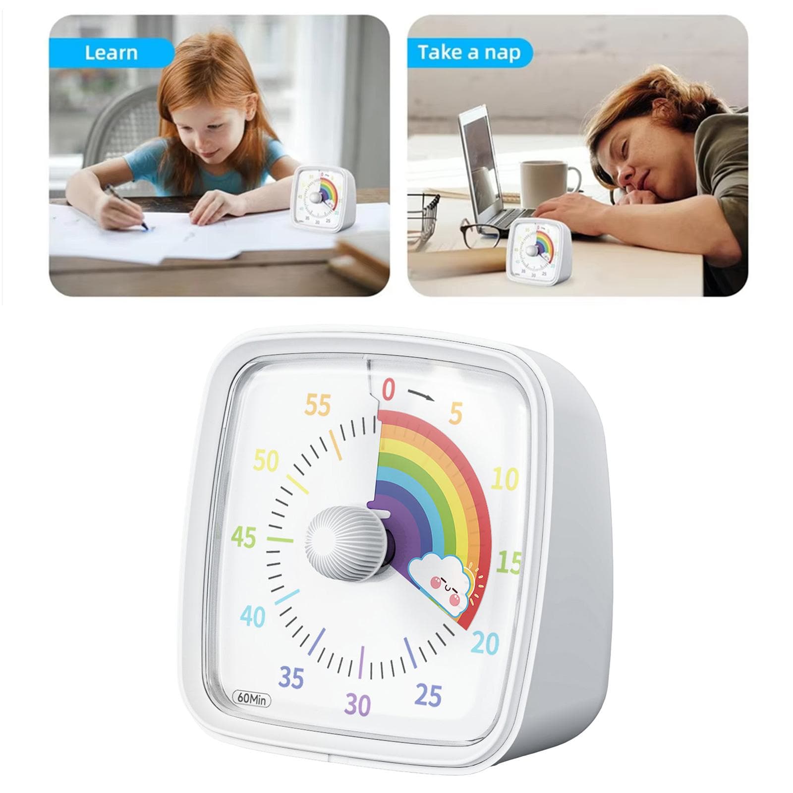Mini Temporizator Electronic cu Cadran Curcubeu Colorat Dispozitiv de Gestionare a Timpului Funcționare Silențioasă Instrument Temporizator pentru