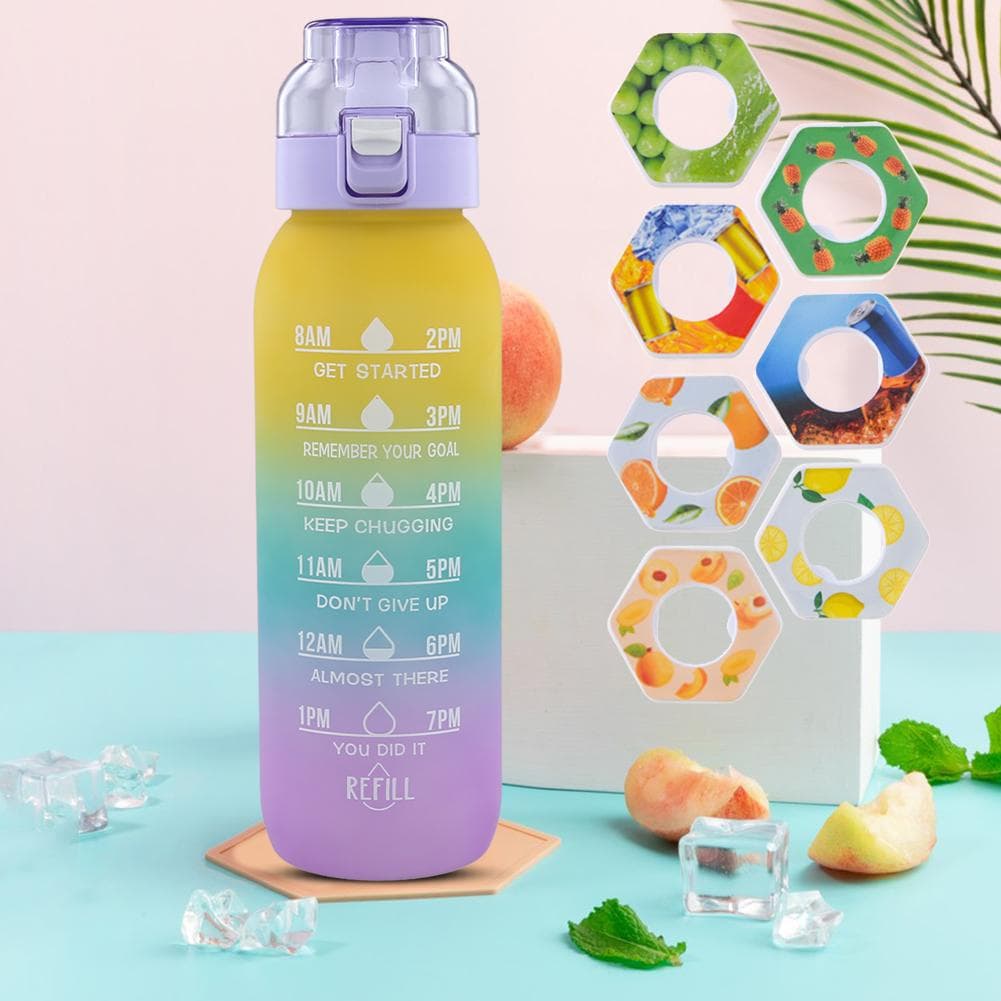 Sticlă de apă cu miros de parfum 1000ML Portabilă Air WaterUp Sticlă cu pai cu aromă, cană de apă cu 1/7 capsule de aromă pentru sporturi în