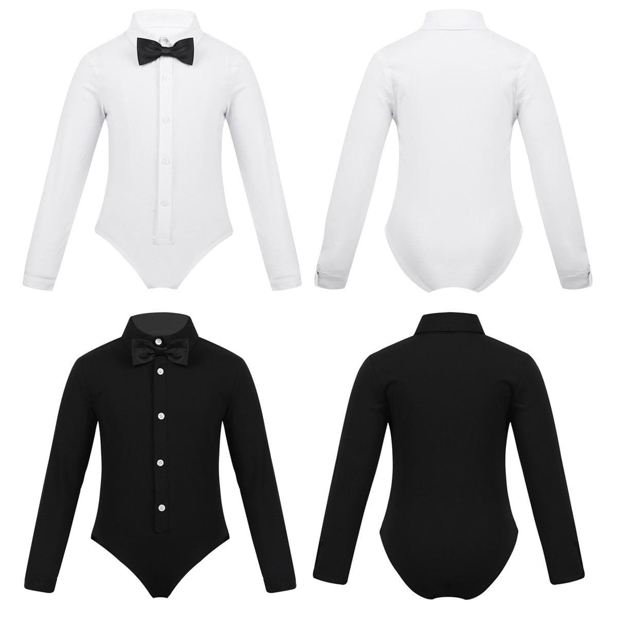 Copii baieti o bucata latina papion barcelat camasa de dans top tricou Body costum de dans cm negru