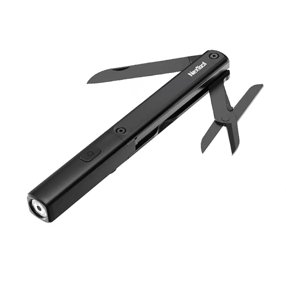 NEXTOOL Multifunctional Pen Tools 3-IN-1 Lanterna Cuțit Foarfece USB Reîncărcabil IPX4 Impermeabil negru
