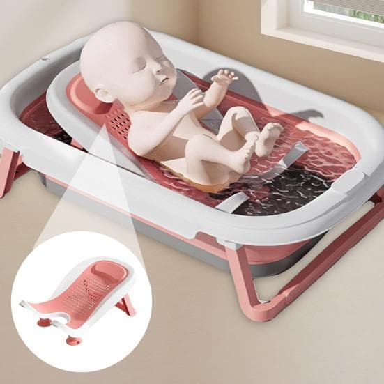 Scaun Baie Bebelus Material Fara BPA Design Pliabil Hipoalergenic Suport Baie Bebelus Dimensiune Compacta Bazin de Dus Stabil gri