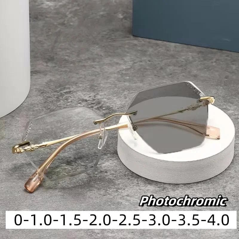 Ochelari de miopie fotocromatici tăiați cu diamant pentru femei care schimbă culoarea magică Ochelari de vedere aproape Ochelari de vedere optici