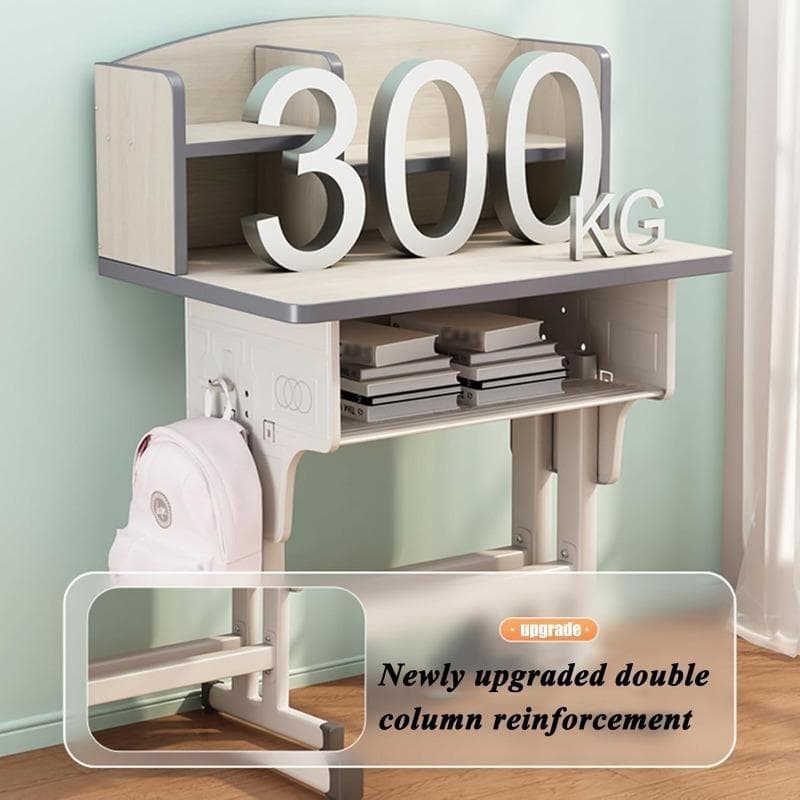 Set Birou și Scaun de Studiu pentru Copii, Reglabil pe Înălțime, Super Portant, Spațios, Scaun cu Cârlig pentru Ghiozdan, 45 X 70cm