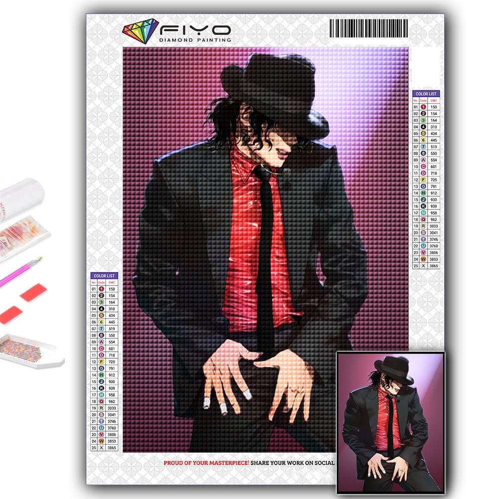 Pictura cu diamante 5D, cu diamante, superstarul mondial, Michael Jackson, pictura cu diamante realizată manual, pictura cu mozaic cu diamante,