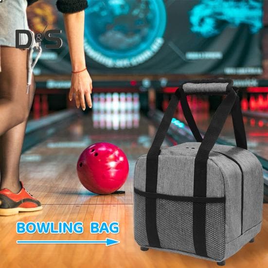 Geantă Portabilă pentru Minge de Bowling, Geantă Tote pentru o Singură Minge cu Suport Căptușit pentru Minge și Buzunar din Plasă, Husă Mică
