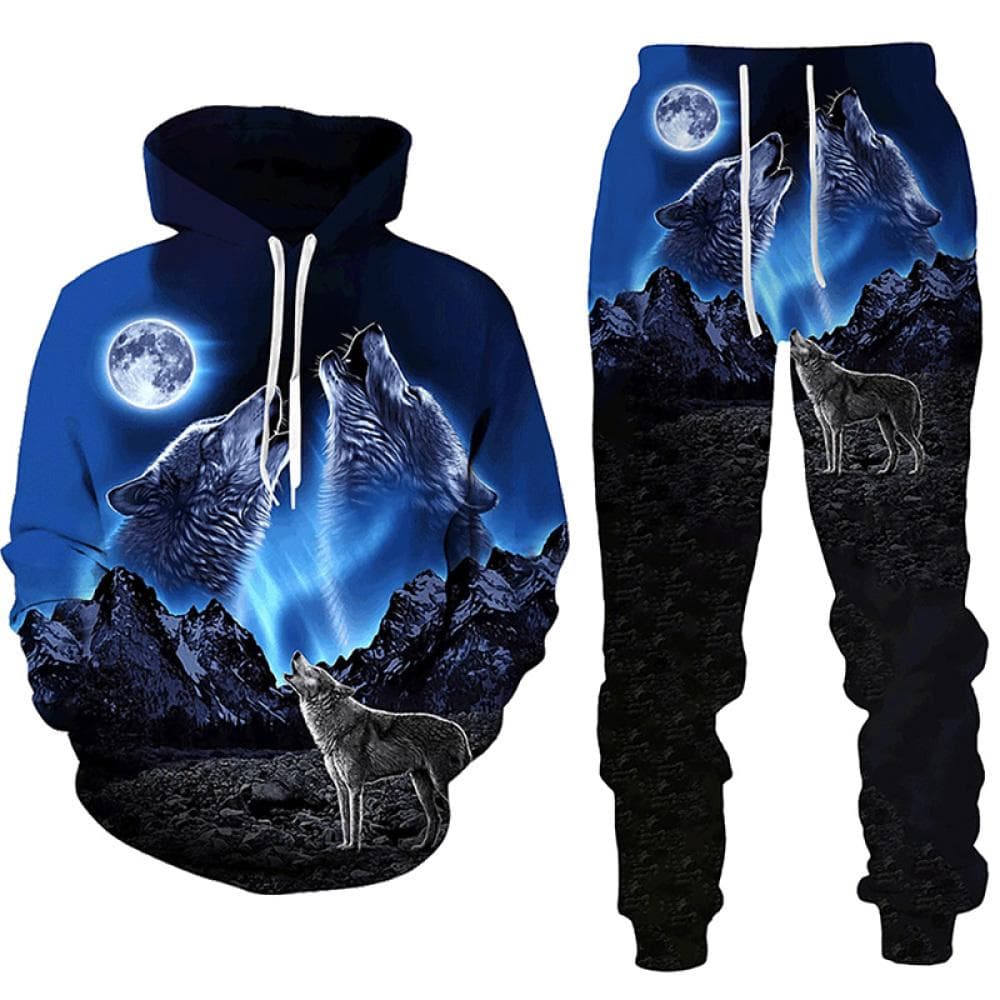 Lup 3d Imprimat 3d hanorac costum pantaloni bărbați primăvară și toamnă hanorac casual pulover bărbați set de trening costum de