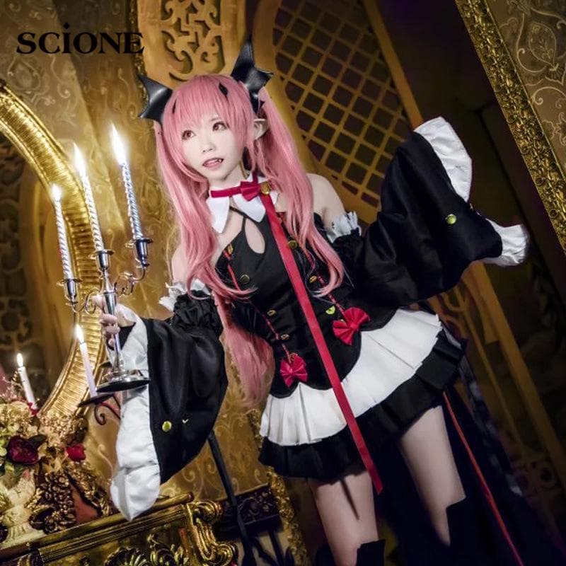 Costum Cosplay Scione Anime The Ending Seraph Witch Vampire Kluruta Percy Costum Cosplay Set Complet 7Buc cm negru