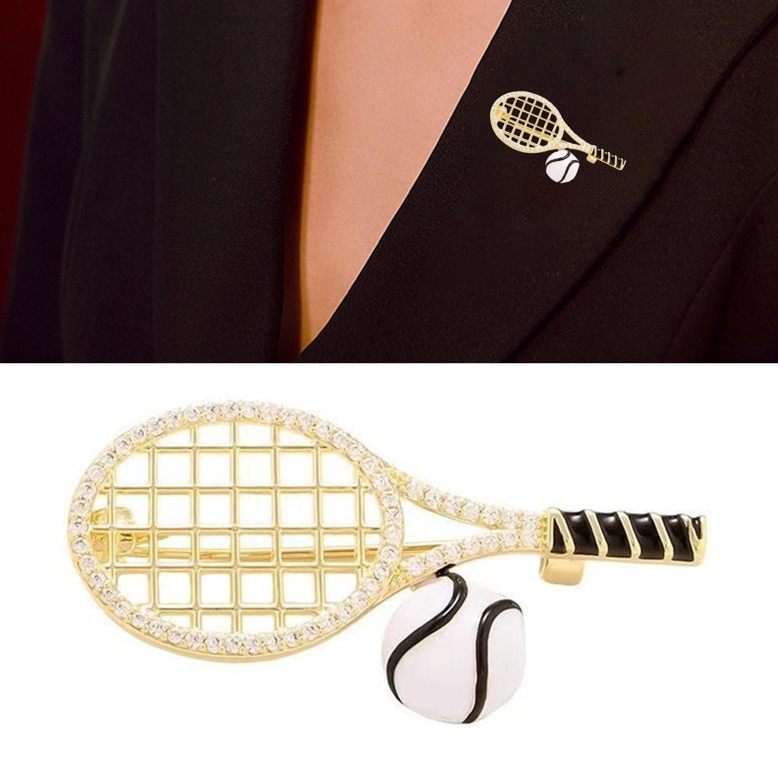 Broșă Pin Rachetă de Tenis Sportivă Aliaj Design Ușor Închidere Sigură Pentru Evenimente Casual Și Activități în Aer Liber