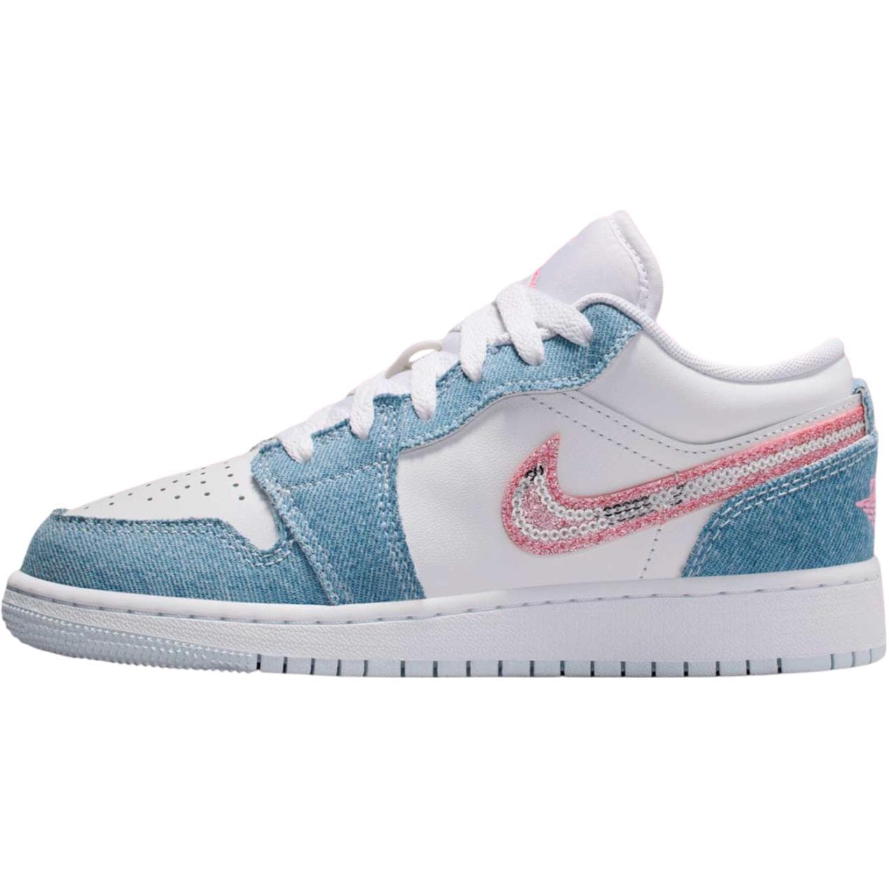 Adidași Air Jordan 1 Low GS Denim Paiete Copii Albastru Cobalt-Bliss Alb HQ2001-400 cm