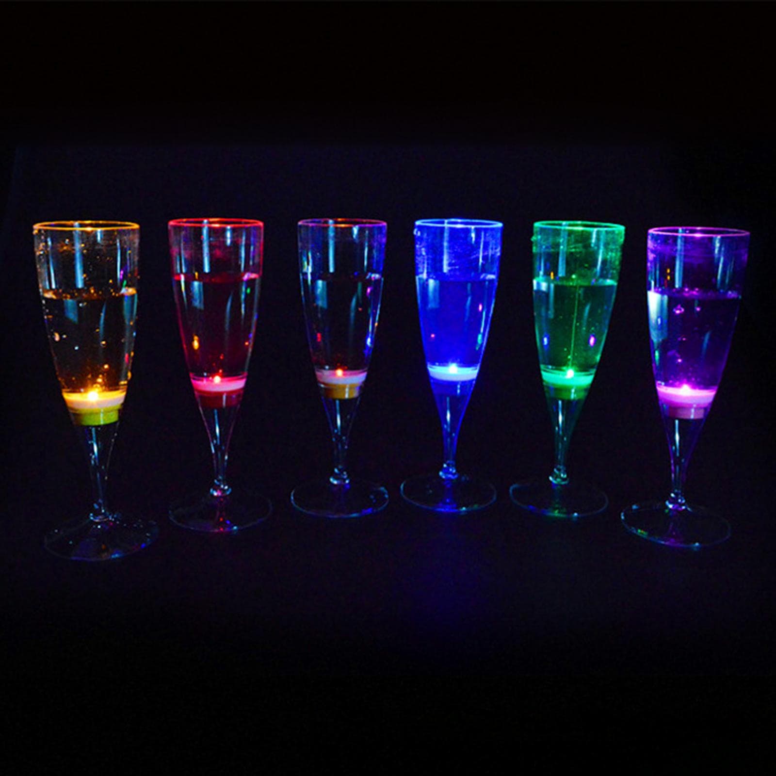 6x Flaute de șampanie Set de băuturi din plastic LED, ceașcă de cocktail, sticlă, pahare de vin, prăjire