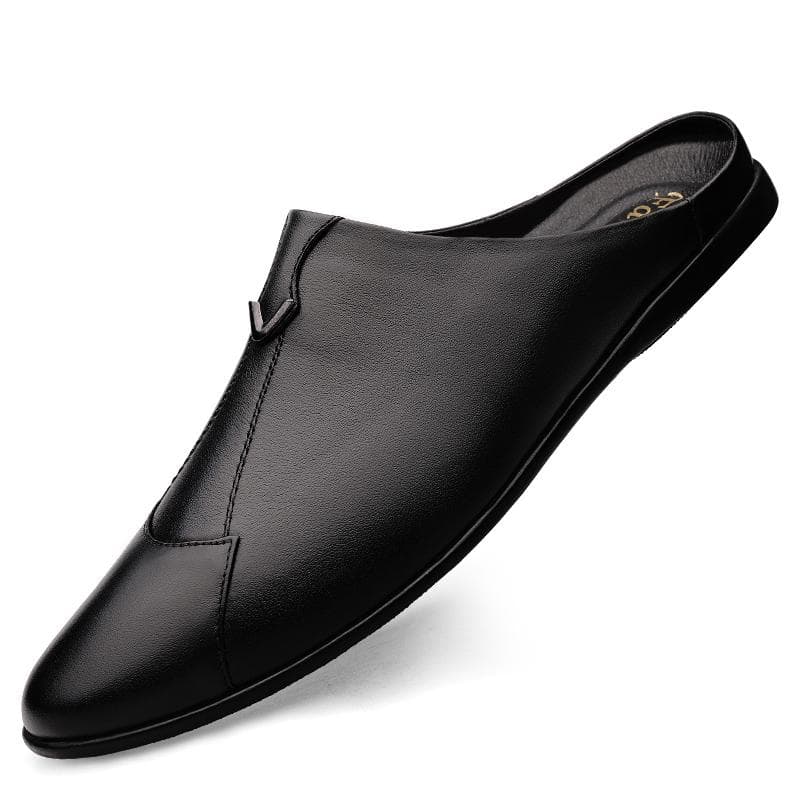Papuci Bărbați Italieni Piele Naturală Pantofi Muller Bărbați Mocasini Exterior Antiderapanți Negri Casual Jumătate Papuci Bărbați Pantofi de