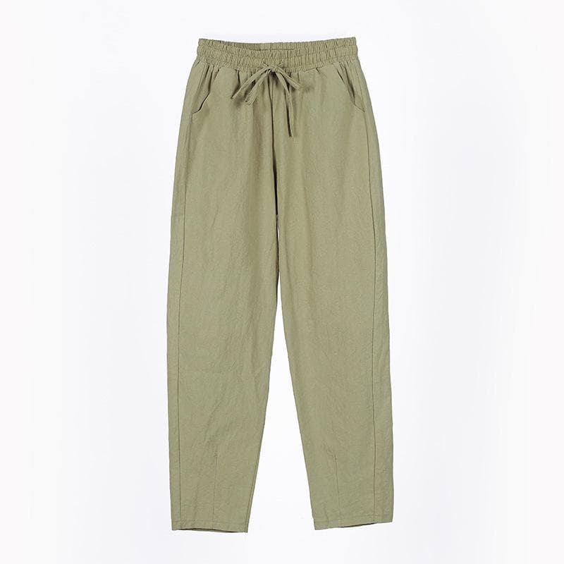 Pantaloni din bumbac pur în nouă puncte, primăvară, vară, subțiri, drepti, largi, casual Pantaloni harem de damă, de culoare solidă cm