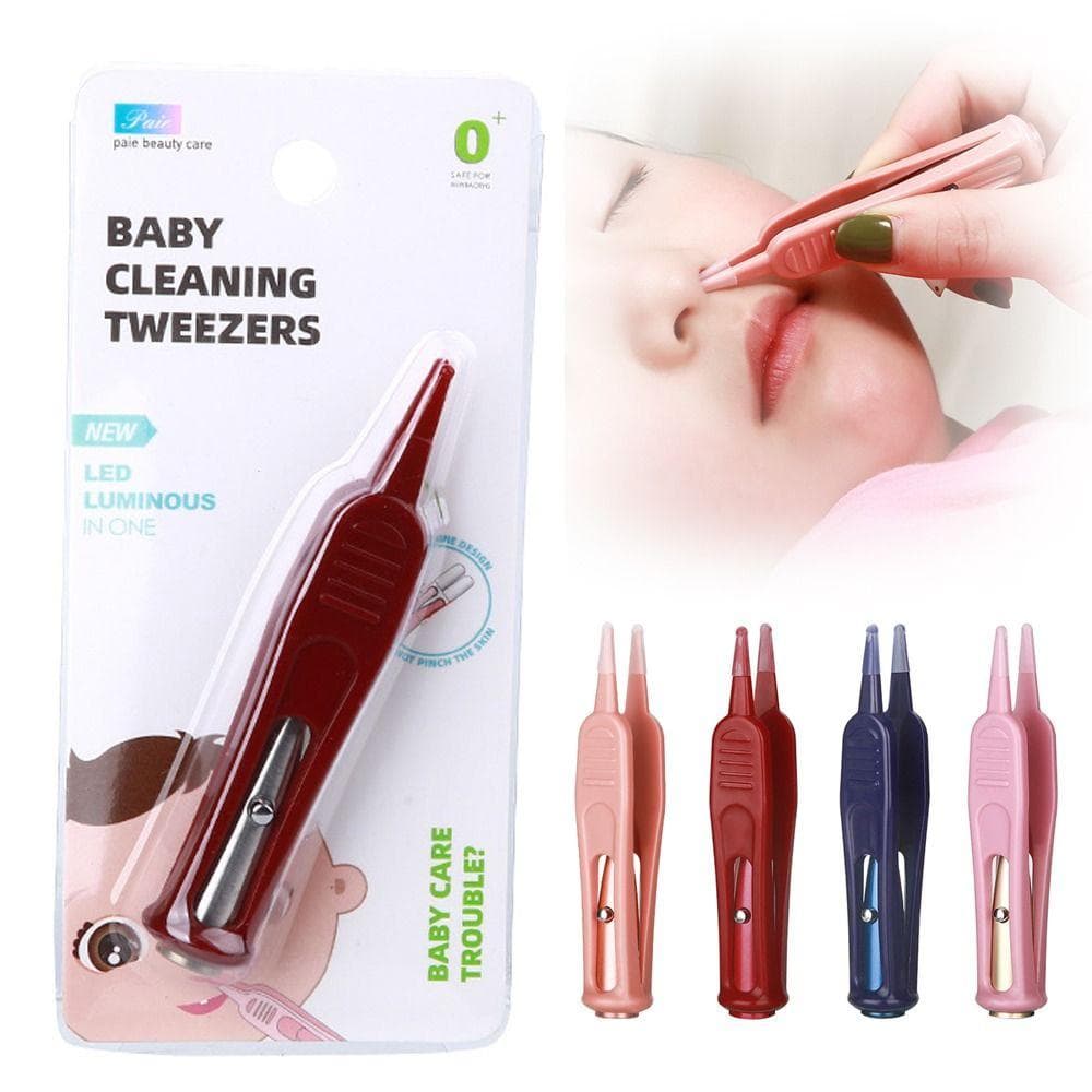LED Light Nose Safe Tweezers Plastic Cleaning Tweezer Forceps Baby Dig Booger Clips de aur de culoare