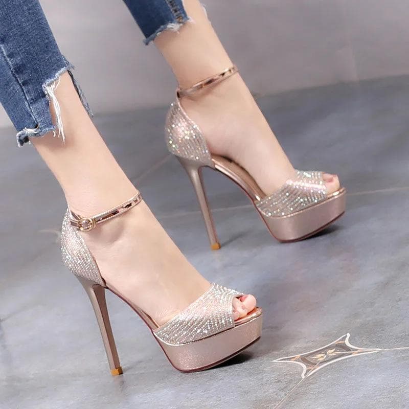 Pantofi cu Toc Înalt cu Platformă Pantofi Damă 2024 Sandale cu Toc Pantofi de Nuntă Sandalia Feminina Tocuri de 12 CM Escarpins Tocuri Dama cm
