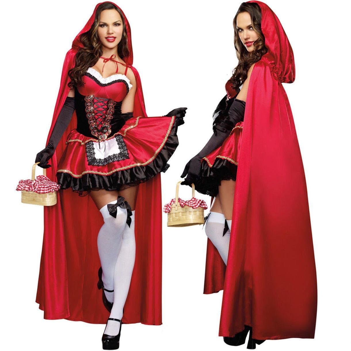Costumul Scufiță Roșie Deluxe Broderie Rochie Sexy Rochie Fantastică Cosplay Halloween Petrecere Burina Rochie cm