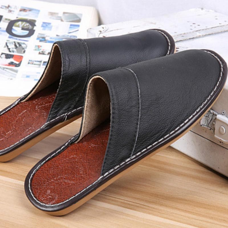 Papuci pentru bărbați Papuci de casă de lux Tobogane de interior din piele de vaca Flip Flops Pantofi plati pentru vară cm maro