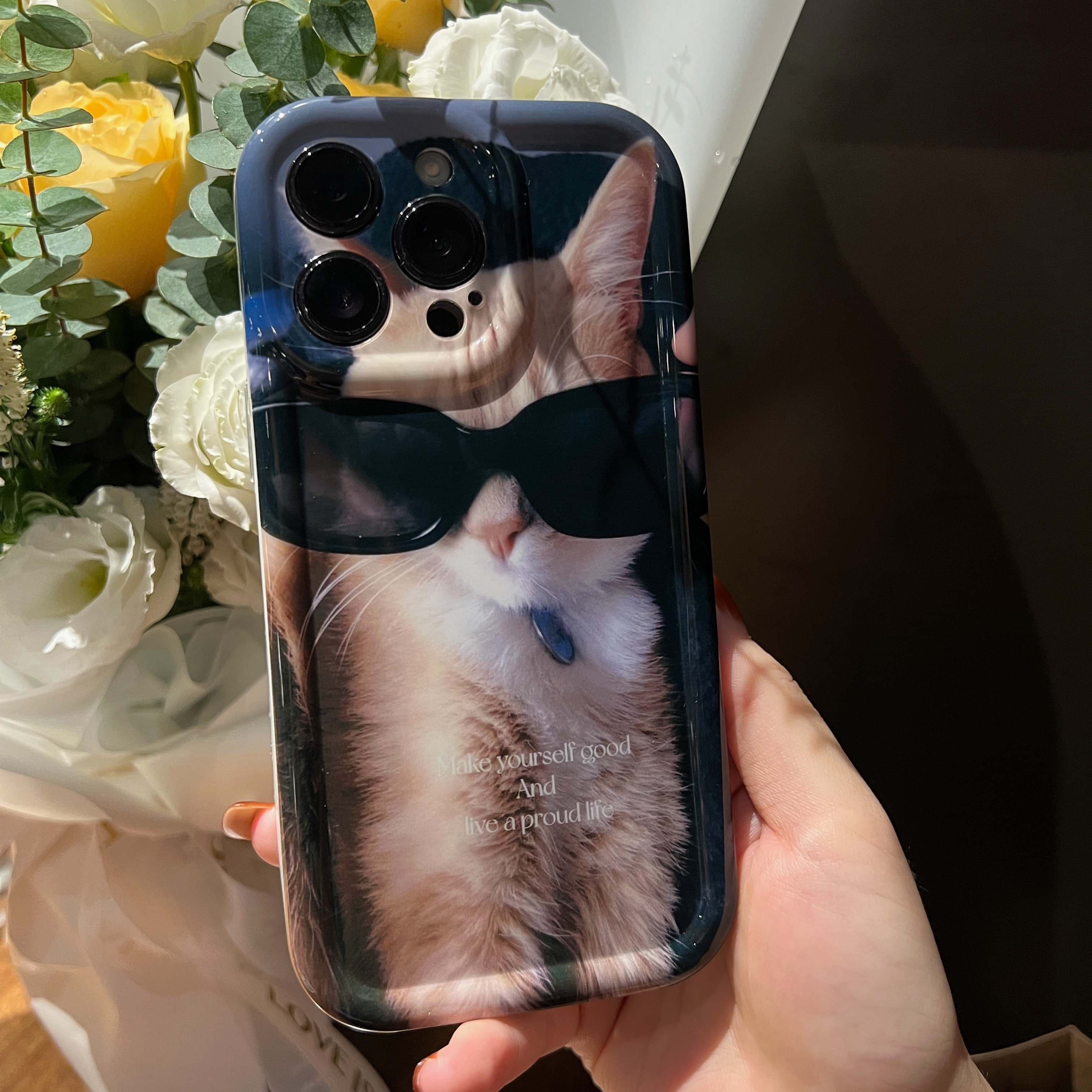 Cool Cat Relif Ins Husa de telefon rezistenta la socuri pentru Iphone 14promax 14 Pro Max Plus 13 11 12 Promax Protector Cartoon Cute Husa din spate