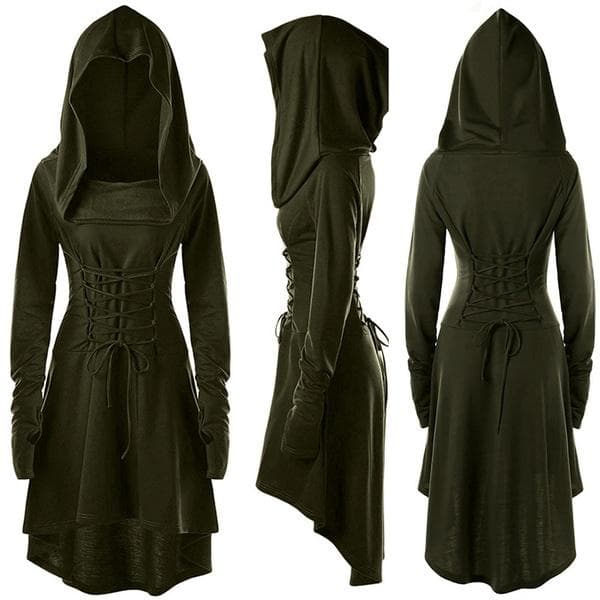 Rochie cu glugă Cosplay pentru femei Hanooare cu mânecă lungă Rochie cu glugă cu glugă Rochie pentru doamne Fusta de lungime mijlocie cm roșu