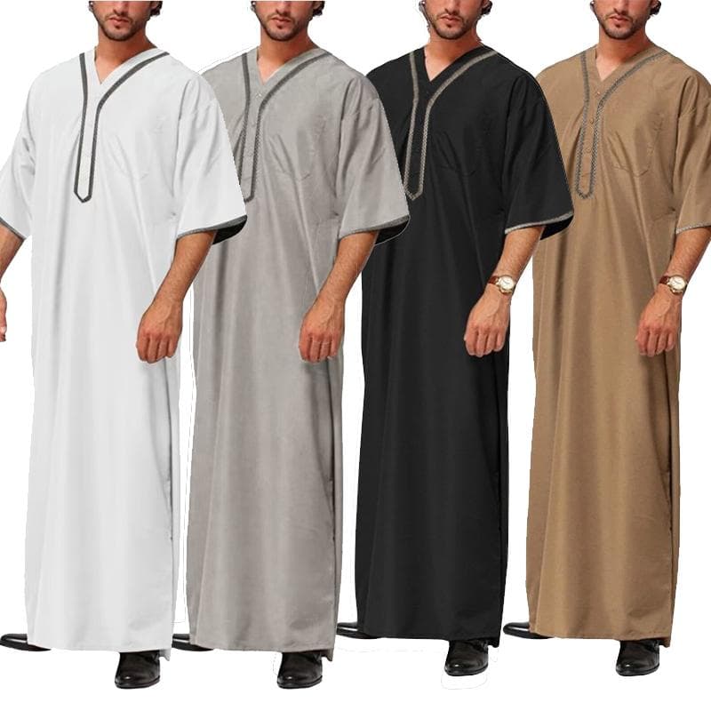 îmbrăcăminte musulmană bărbați haină cu mânecă lungă arabă saudită Jubba Kaftan Dishdash Thobe cm gri