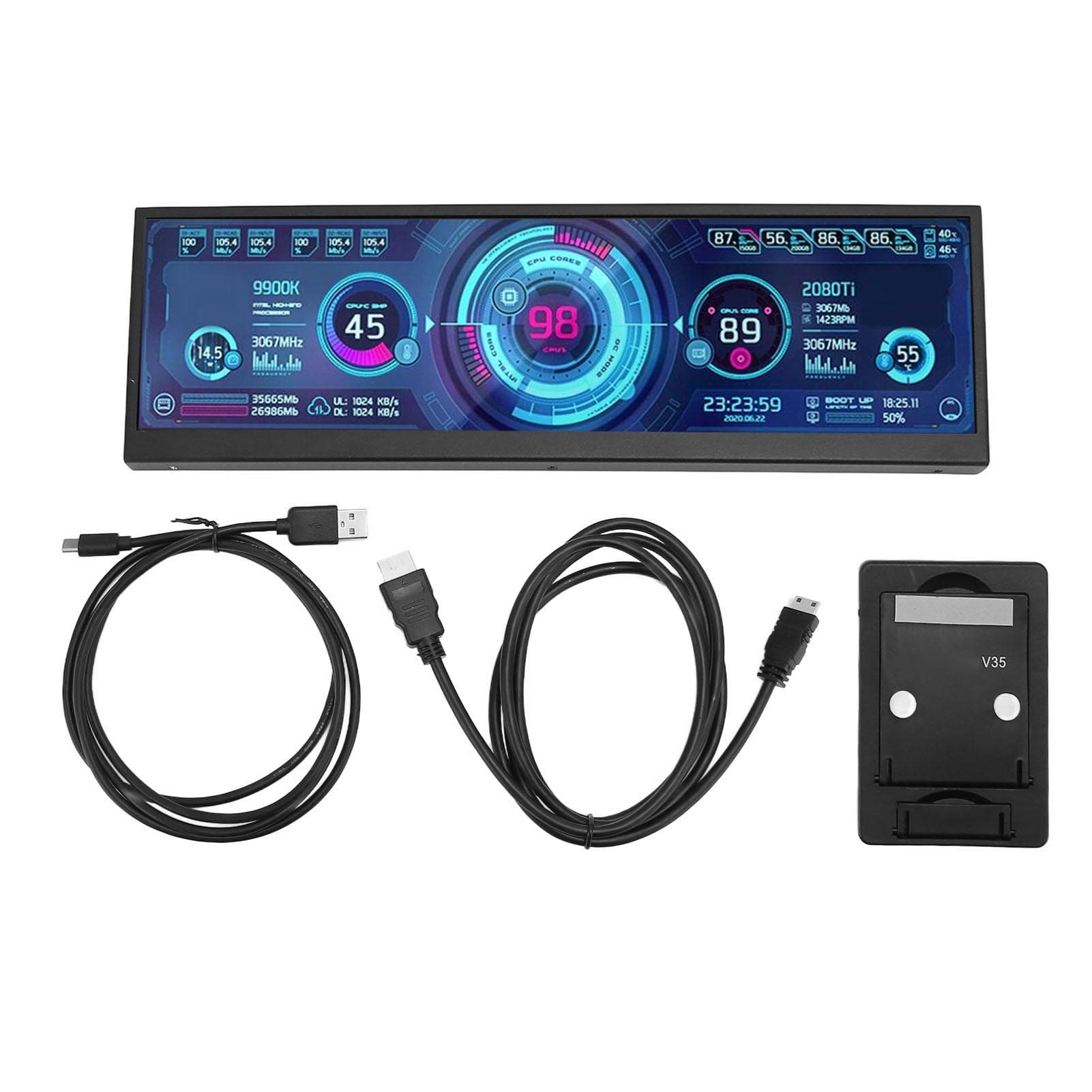 Ecran secundar de 12,6 inch FHD IPS, ecran secundar, ecran LCD cu bare extinse, 1920x550, portabil
