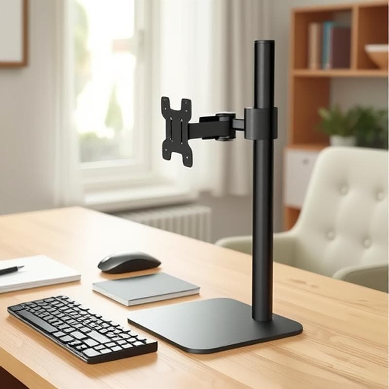 Suport universal reglabil pentru monitor: Înălțime, Pivotare, Configurare fără găurire pentru ecrane de 14-32” culoare neagră
