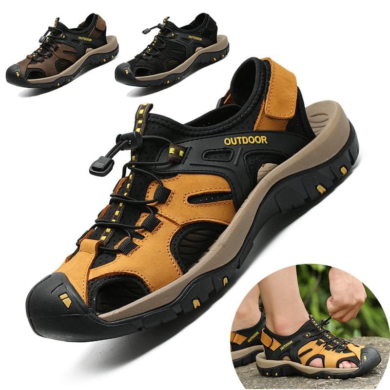 Vară Sandale din piele pentru bărbați Drumeții în aer liber Apa Pantofi de plajă Anti-alunecare Bărbați moale Sandale sport casual Pantofi de