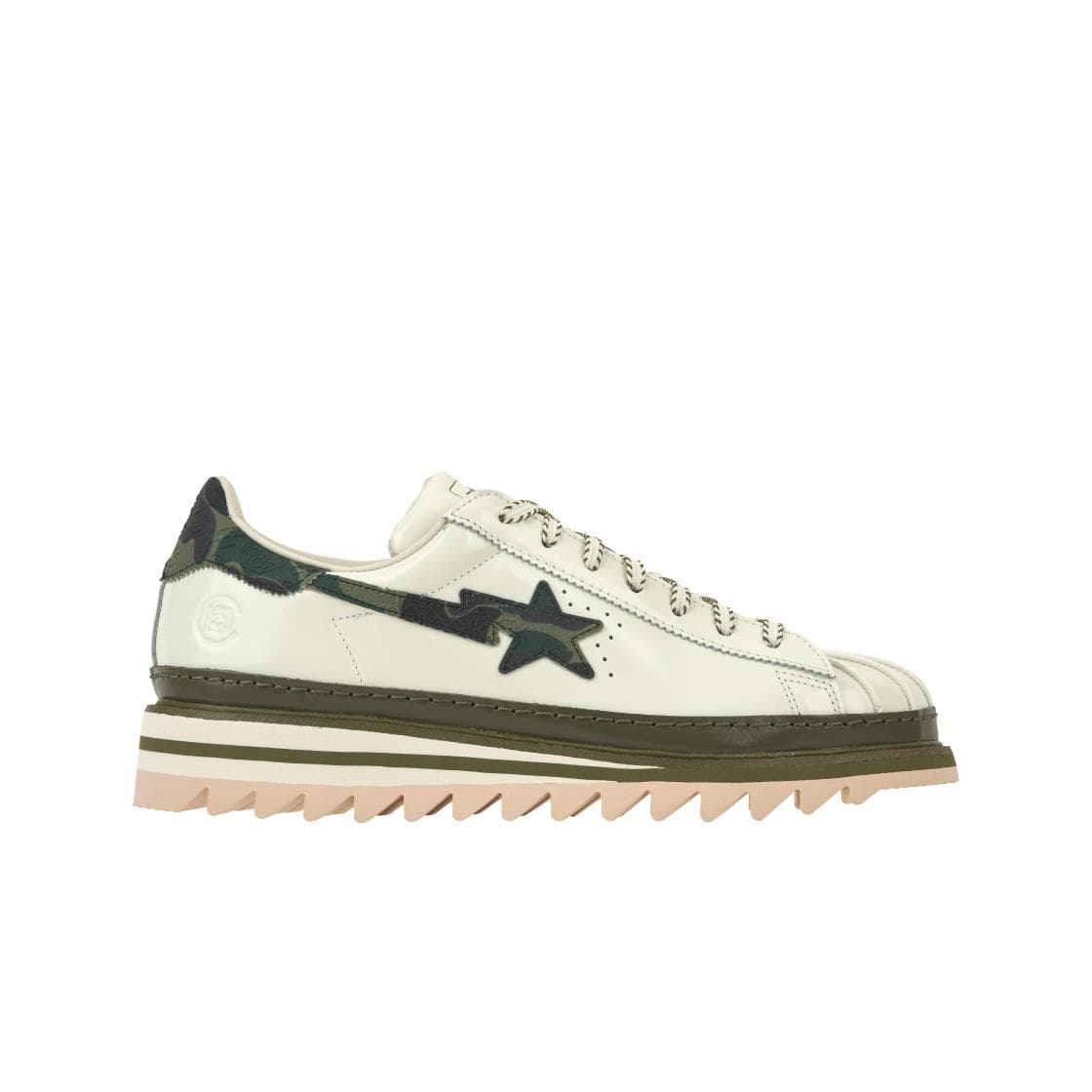 CLOT x BAPE x adidas Superstar Alb Off Măsliniu Cargo Adidași Bărbați Branch KJ1473 cm
