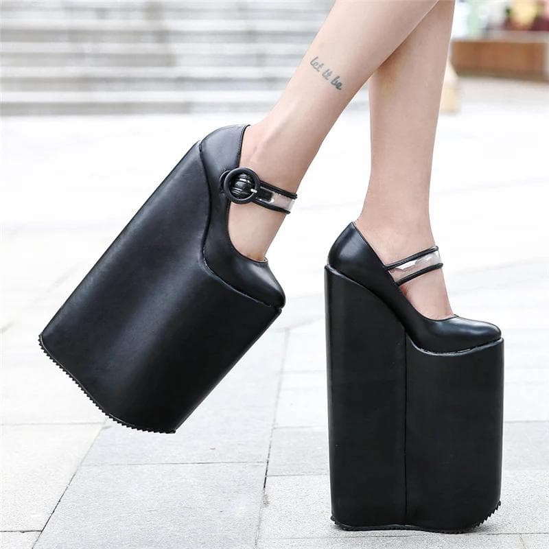 Modă Pantofi Unici de Damă cu Platformă Înaltă de 30 cm Pantofi cu Platformă Înaltă Modă Club de Noapte Tocuri Mărimi Mari cm negru