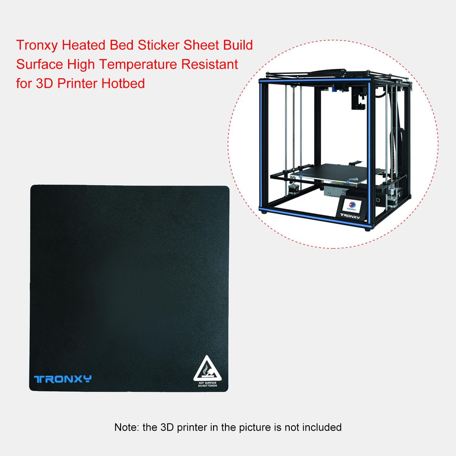 Cearşaf autocolant pentru pat încălzit Tronxy Suprafaţă de construcţie rezistentă la temperaturi ridicate 330*330mm/13.0*13.0in pentru negru