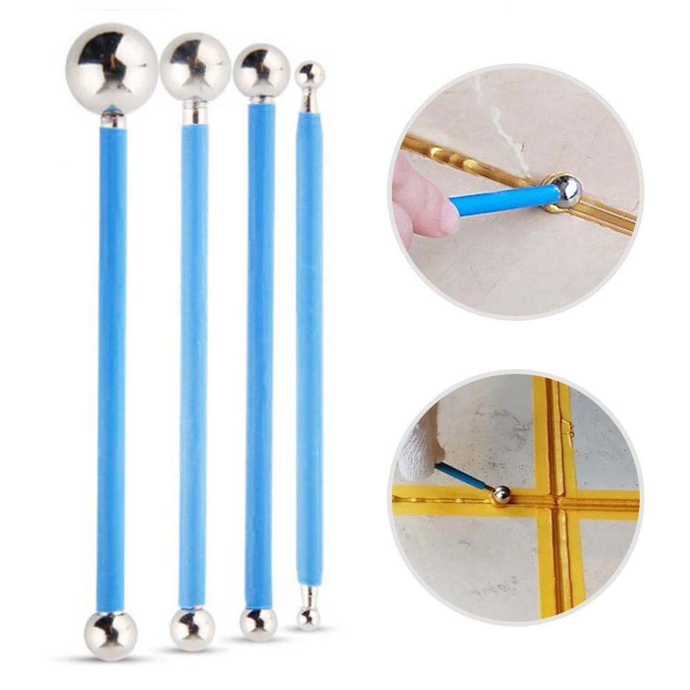 4PCS DIY Stainless Steel Polymer Clay Tools Sculpture Tool Toy Molding Balls Sticks Non Slip albastru