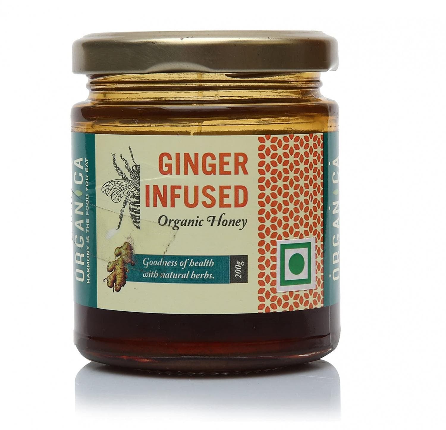 Miere Naturală cu Ghimbir (200 g), Miere Organică Infuzată cu Ghimbir, Organica