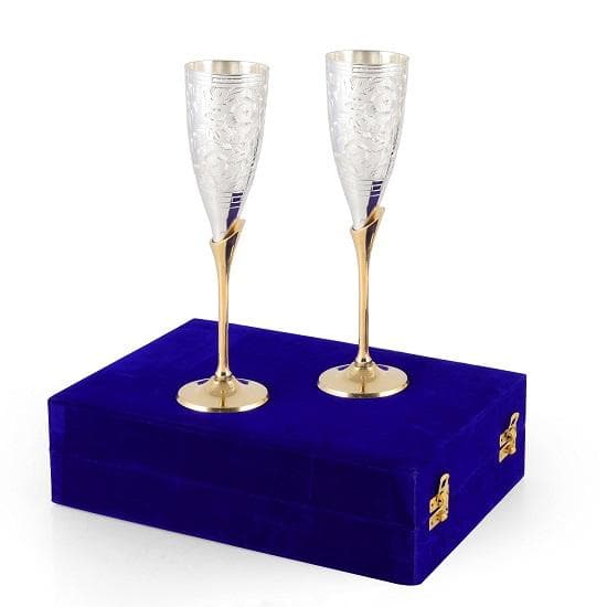 Pahar de vin Pahar de sampanie Flaut Set de pahare BAR Sticla placata cu argint Set de 2 pahare cu cutie