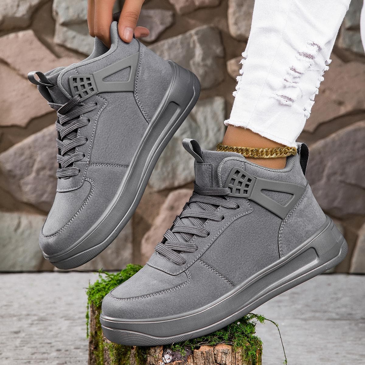TUIINANLE Pantofi înalți Femei Bărbați Pantofi de baschet versatili anti-alunecare Pantofi plat de skateboard cm alb