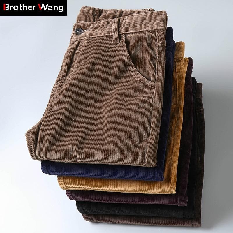 Pantaloni casual groși din catifea reiată pentru bărbați, 6 culori, stil nou de iarnă, modă business, stretch, croială regular, haine de marcă