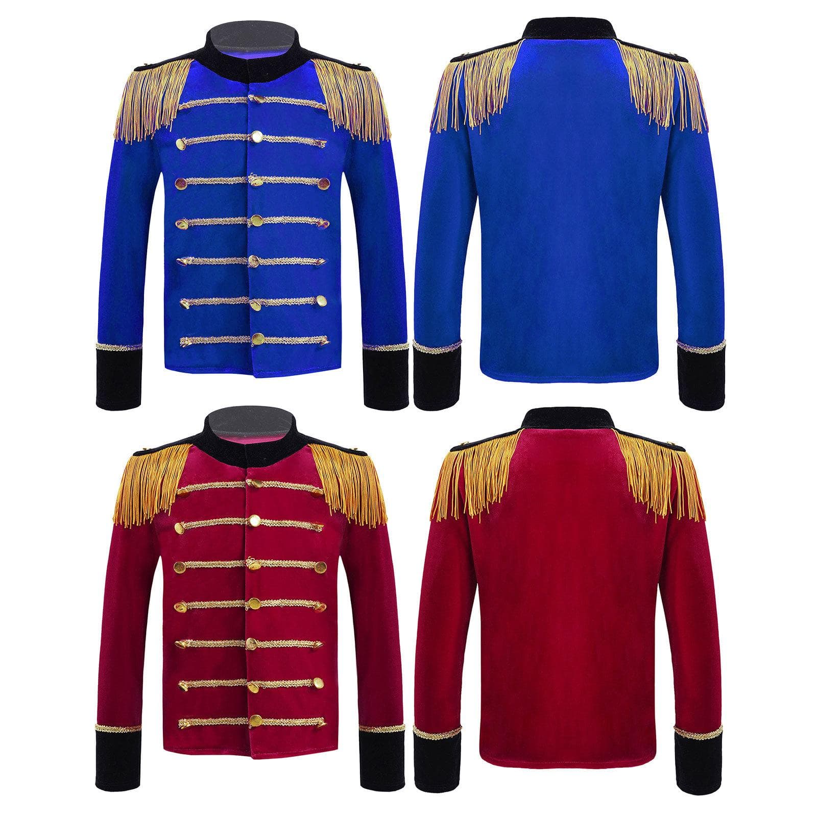 Palton Circ Băieți Jachetă Fantezie Gardă Regală Costume Maestru Joc de Rol Mâneci Lungi Ciucuri Topuri Toba Palton cm culoare albastru royal
