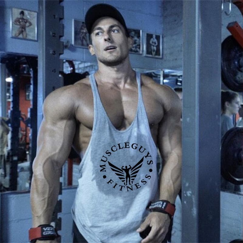Muscleguys Bodybuilding Clothing Tricot de corp pentru bărbați din bumbac Fitness Stringer Singlets Vest cm galben