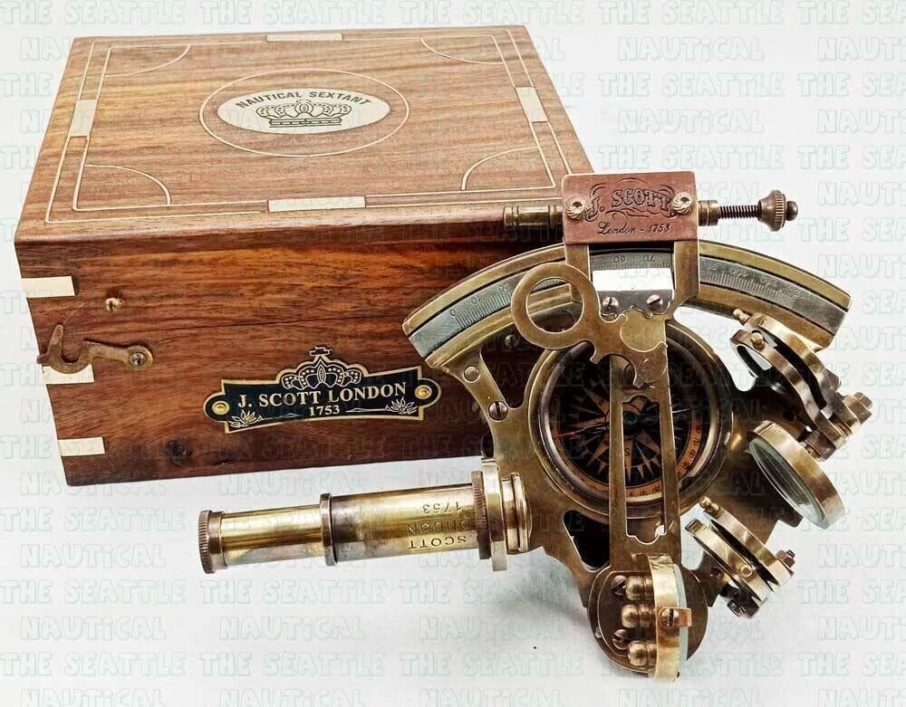 SEXTANT RAR NOU Sextant din Alama Sextant Nautic din Alama Funcțional Marin Vintage/Cutie aero