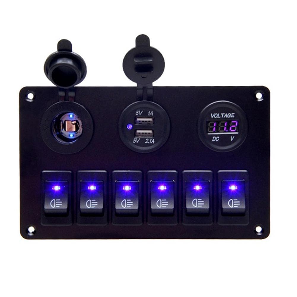DYS Auto Shop 12-24V 6 Gang Car Marine Boat Circuit Board Tensiune Display Switch Panou de control