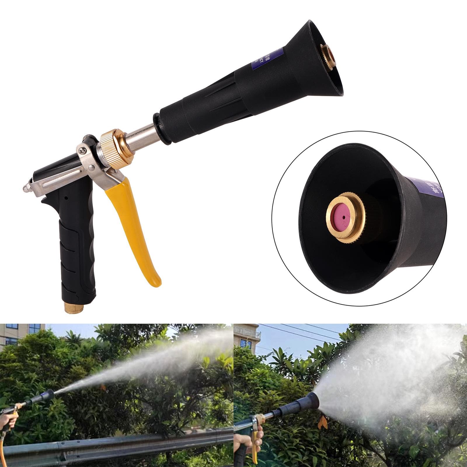 Pistol de pulverizare de înaltă presiune, din oțel inoxidabil, pentru grădină, livadă, gazon, pulverizator, pulverizator, cu volum mare de apă,