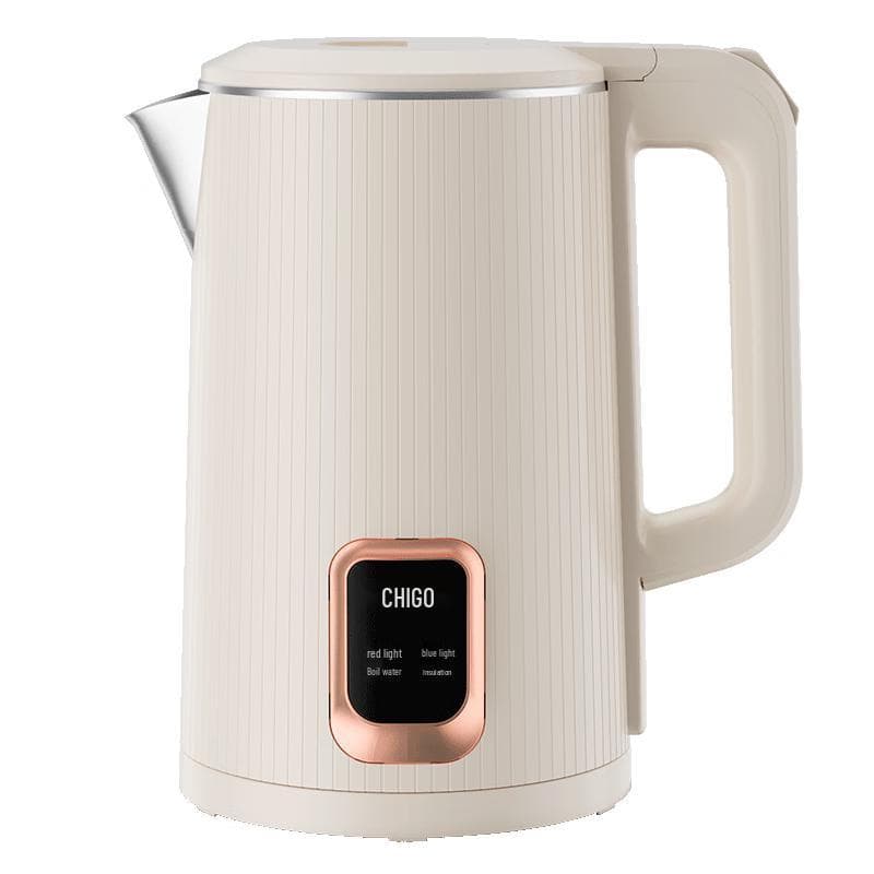 Ceainic Electric CHIGO de 1.8L cu Menținere la Cald & Anti-Opărire Stecher CN (adaptor inclus) alb