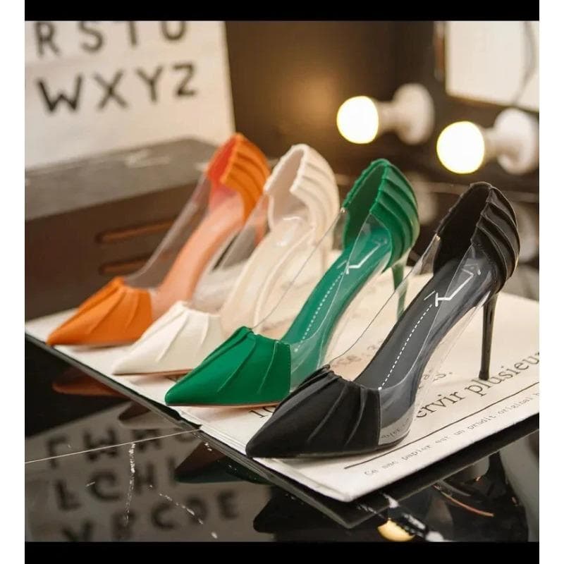 Nou designer de lux metal cu vârf ascuțit Stiletto gură adâncă pantofi singuri cu toc înalt femei pantofi de petrecere verzi femei pantofi roz